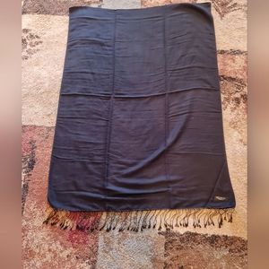 100% Cashmere Wrap Shawl Scarf from Kathmandu Nepal Black Fringe on Ends NWT